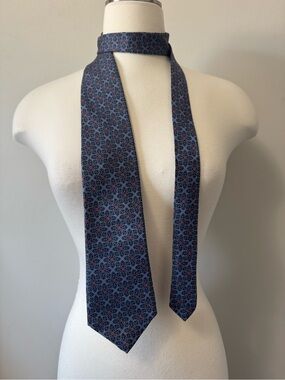 Monzini Collection Vintage Silk Tie Men's Navy Geometric Silk Tie